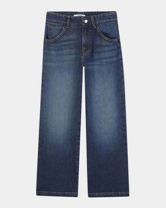 Girl's Wide-Leg Denim Jeans, Size 4-6